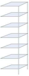 Schulte Design Taranis fém polcállvány, hozzáépíthető, 300 x 75 x 50 cm, 970 kg, 7 polccal, ezüst
