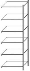 SCHULTE Lagertechnik Taranis fém polcállvány, hozzáépíthető, 250 x 130 x 50 cm, 980 kg, 6 polccal, ezüst