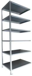 SCHULTE Lagertechnik Taranis fém polcállvány, hozzáépíthető, 250 x 100 x 80 cm, 980 kg, 6 polccal, ezüst