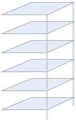 SCHULTE Lagertechnik Taranis fém polcállvány, hozzáépíthető, 250 x 100 x 80 cm, 1320 kg, 6 polccal, ezüst
