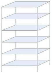 SCHULTE Lagertechnik Taranis fém polcállvány, alapkivitel, 250 x 130 x 60 cm, 1 320 kg, 6 polccal, ezüst