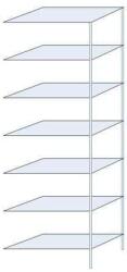 Schulte Design Ogmios fém polcállvány, hozzáépíthető, 300 x 100 x 50 cm, 2300 kg, 7 polc, 150 kg/polc, horganyzott