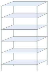 SCHULTE Lagertechnik Taranis fém polcállvány, alapkivitel, 250 x 130 x 50 cm, 1 320 kg, 6 polccal, ezüst