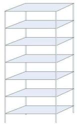 SCHULTE Lagertechnik Ogmios fém polcállvány, alapkivitel, 300 x 130 x 60 cm, 2300 kg, 7 polc, horganyzott - manutan - 267 322 Ft