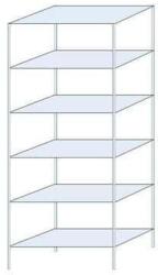 Schulte Design Ogmios fém polcállvány, alapkivitel, 250 x 100 x 50 cm, 1700 kg, 6 polc, 250 kg/polc, horganyzott