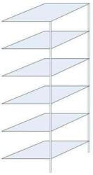 SCHULTE Lagertechnik Taranis fém polcállvány, hozzáépíthető, 250 x 75 x 80 cm, 980 kg, 6 polccal, ezüst