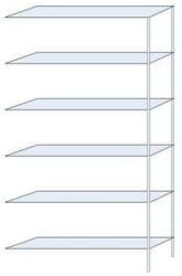 SCHULTE Lagertechnik Taranis fém polcállvány, hozzáépíthető, 250 x 130 x 30 cm, 660 kg, 6 polccal, ezüst