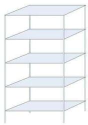 SCHULTE Lagertechnik Taranis fém polcállvány, alapkivitel, 200 x 100 x 50 cm, 2 330 kg, 5 polccal, ezüst