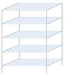 SCHULTE Lagertechnik Taranis fém polcállvány, alapkivitel, 200 x 130 x 60 cm, 2 330 kg, 5 polccal, ezüst