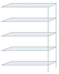 SCHULTE Lagertechnik Taranis fém polcállvány, hozzáépíthető, 200 x 130 x 30 cm, 1170 kg, 5 polccal, ezüst