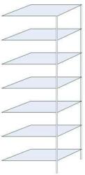 Schulte Design Taranis fém polcállvány, hozzáépíthető, 300 x 100 x 80 cm, 970 kg, 7 polccal, ezüst