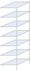 SCHULTE Lagertechnik Taranis fém polcállvány, hozzáépíthető, 300 x 75 x 80 cm, 970 kg, 7 polccal, ezüst