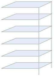 SCHULTE Lagertechnik Taranis fém polcállvány, hozzáépíthető, 250 x 130 x 60 cm, 660 kg, 6 polccal, ezüst