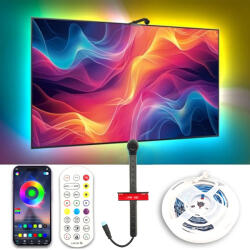  RGBIC LED szalag TV-hez, Bluetooth, képszinkronizálás, intelligencia, TV háttérvilágítás, alkalmazásvezérlés vagy távirányító, kompatibilis a TV-vel 65-75 hüvelyk átlós, 5 m