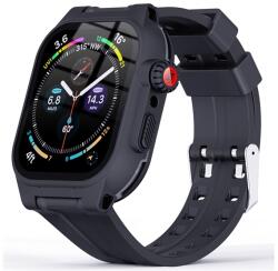 Shellbox Apple Watch Series 9 41mm Shellbox Műanyag Keret Szilikon Szíj, Ip68 Vízálló + Kijelzővédő Üveg, Sötétkék