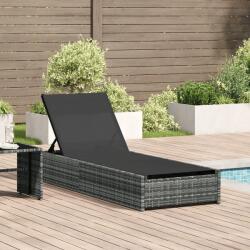 vidaXL Шезлонг Сив 200.5 x 70 x 75 см полиратан (42004126)