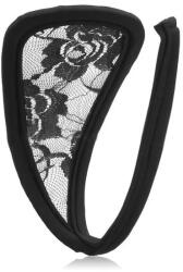 STD Invisible Strapless C-String Transparent Floral Lace Black