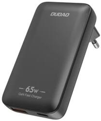 Dudao GaN A65Q 65W USB-A / USB-C PD Ultra-vékony utazó fali töltő EU / US - Fekete (A65Q)