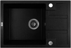 Laveo SRB_713B - LAVEO Barbados 65 mini csepptálcás gránit mosogató dugókiemelővel 650X440 matt fekete (SRB_713B)