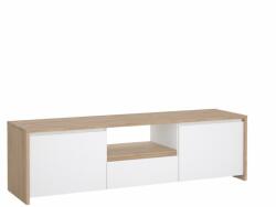 TEMPO KONDELA TV-asztal, hickory tölgy/extra magasfényű fehér, NEXT 50315