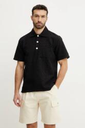 OAS pamut ing férfi, galléros, fekete, relaxed, 7106 - fekete XL