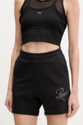 PUMA rövidnadrág női, fekete, nyomott mintás, magas derekú, 684984 - fekete XS