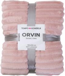 TEMPO KONDELA Pătură de pluş cu dungi, roz, 150x200, ORVIN Patura