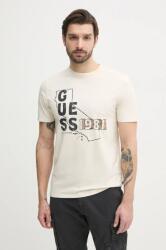 Guess pamut póló bézs, férfi, nyomott mintás, M5GI44 KBW41 - bézs L