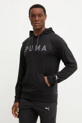 PUMA edzős pulóver Cloudspun fekete, nyomott mintás, kapucnis, 526678 - fekete L