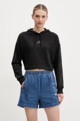 Adidas felső W AOP Blur fekete, női, nyomott mintás, kapucnis, JC6244 - fekete XL