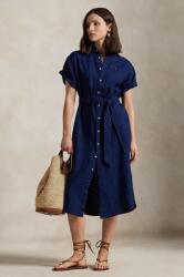 Ralph Lauren vászon ruha sötétkék, midi, egyenes, 211959912 - sötétkék L