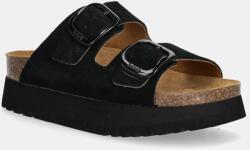 Scholl papucs velúrból LUCIE fekete, női, platformos, F315801004 - fekete Női 37