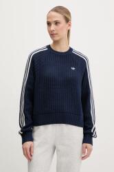 Adidas pulóver KNITTED CREW meleg, női, sötétkék, JD0906 - sötétkék XS
