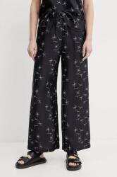 MM Max Mara Leisure selyemnadrág női, sötétkék, magas derekú egyenes, 2516131027600 - sötétkék 36