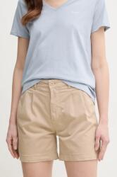 Pepe Jeans rövidnadrág MID WAIST REGULAR CHINO SHORT VANIA női, bézs, sima, közepes derékmagasságú, PL801168 - bézs M
