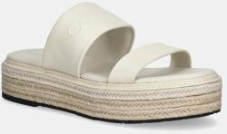 Calvin Klein bőr papucs FLATFORM WEDGE SLIDE - HE bézs, női, platformos, HW0HW02374 - bézs Női 39
