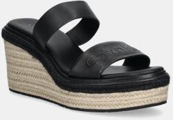 Calvin Klein bőr papucs WEDGE SANDAL 50 - HE fekete, női, éksarkú, HW0HW02375 - fekete Női 38
