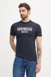 Guess pamut póló sötétkék, férfi, nyomott mintás, M5GI07 I3Z14 - sötétkék M