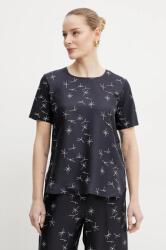 MM Max Mara Leisure felső selyemkeverékből sötétkék, női, mintás, 2516941087600 - sötétkék S