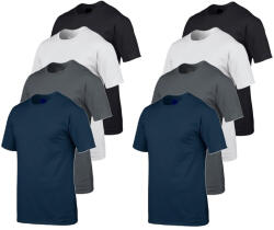 Gildan 8 db-os, 4 színes csomagban Gildan kereknyakú pamut póló, fekete, fehér, charcoal, sötétkék-XL (GI5000v4-XL-8)