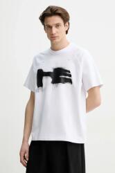 Heliot Emil t-shirt fehér, férfi, nyomott mintás, SS25_M_09_083_WHT02_CO - fehér L