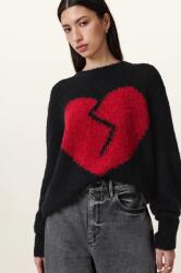 AllSaints gyapjú pulóver LUVHEART meleg, női, fekete, W078KC - fekete S