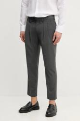Tommy Hilfiger nadrág gyapjú keverékből férfi, szürke, testhezálló, SQTHL5608. SQTH401 - szürke 50