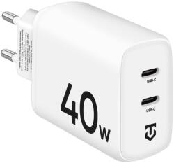 TACTICAL Base Plug Dual gyorstöltő adapter 2xUSB-C, 40W, fehér