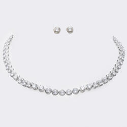 ElectraStore Set Tennis Ema Argintiu Colier+Cercei (C2107)