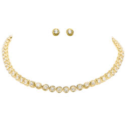 ElectraStore Set Tennis Ema Auriu Colier+Cercei (C2108)