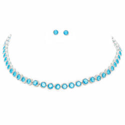 ElectraStore Set Tennis Splendor Turcoaz Colier + Cercei (C2106)