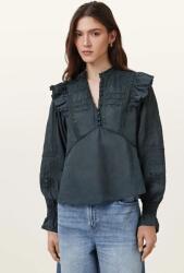 AllSaints blúz pamutból HEATHER sötétkék, női, sima, W038PC - sötétkék 40