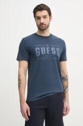Guess pamut póló sötétkék, férfi, nyomott mintás, M5GI27 KBW41 - sötétkék M