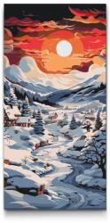  Festés számok szerint - Egy falu a havas tájban Méret: 40x80cm, Keretezés: Műanyagtáblával